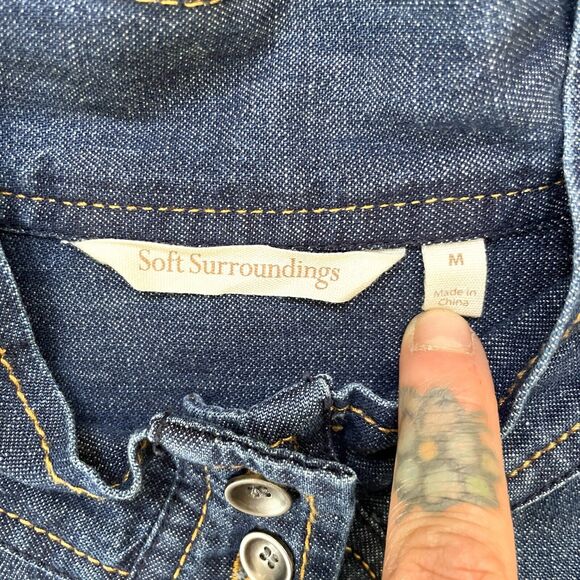 Soft Surroundings Womens Denim Blouse Jacket Size M Button Up Western Boho - Picture 3 of 11